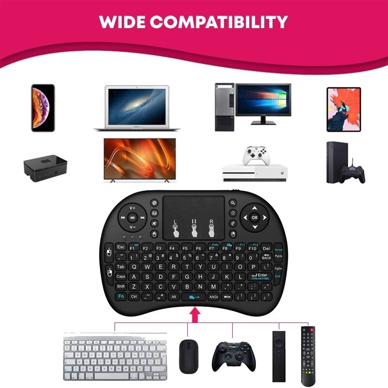 Miniteclado inalámbrico retroiluminado i8 + panel táctil, mando a distancia, TV, ordenador, Bluetooth, Papan Kekunci