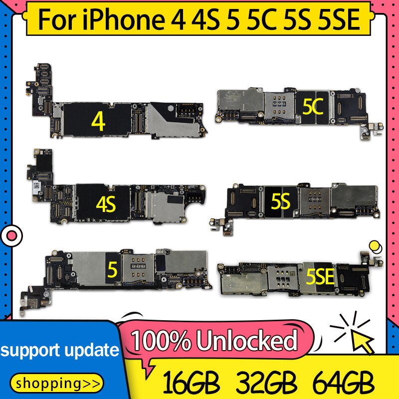 Placa base desbloqueada para iPhone 4, 4S, 5, 5C, 5S, 5SE, 8GB, 16GB, 32GB, 64GB, 100%