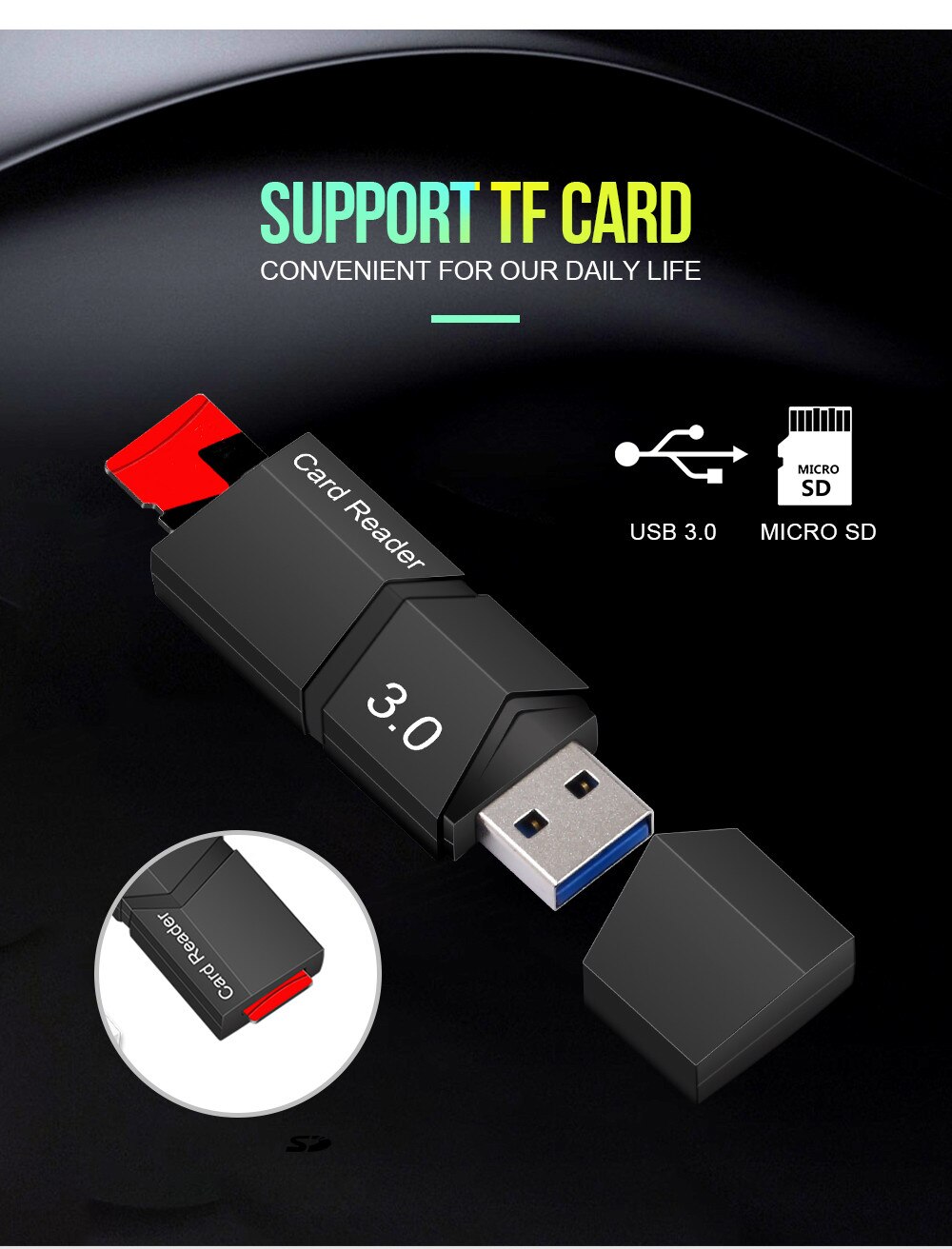 USB 3.0 Card Reader Micro USB Flash Drive Adapter Connector High Speed TF memory card reader microsd reader