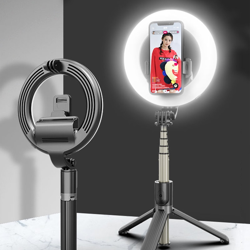 Photo LED Selfie Stick Ring Fill Light Dimmable Camera Phone Ring Lamp with Stand Tripod for Makeup Video Live Studio QJ