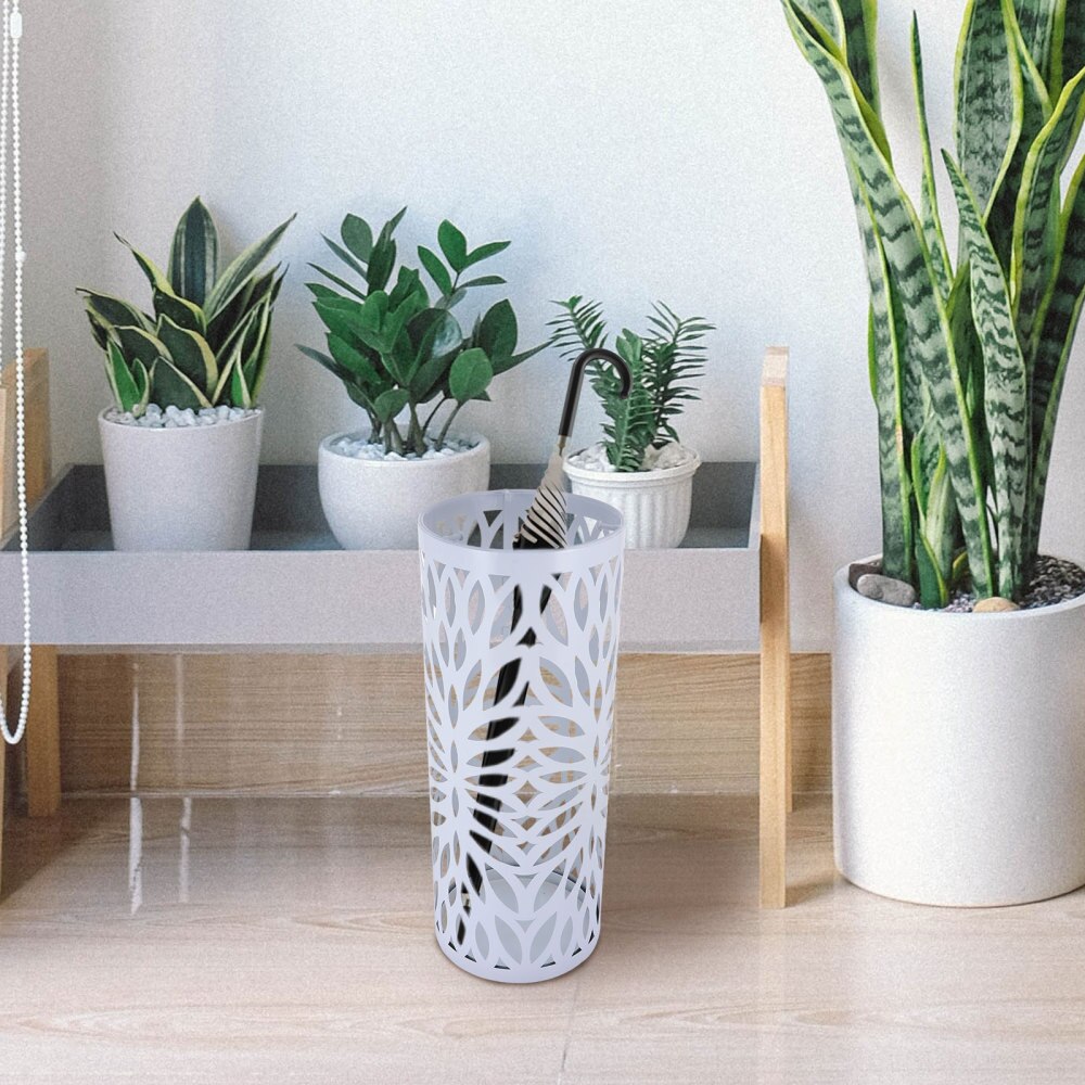 1Pc Hotel Umbrella Storage Bucket Wrought Iron Entryway Hollow Umbrella Stand