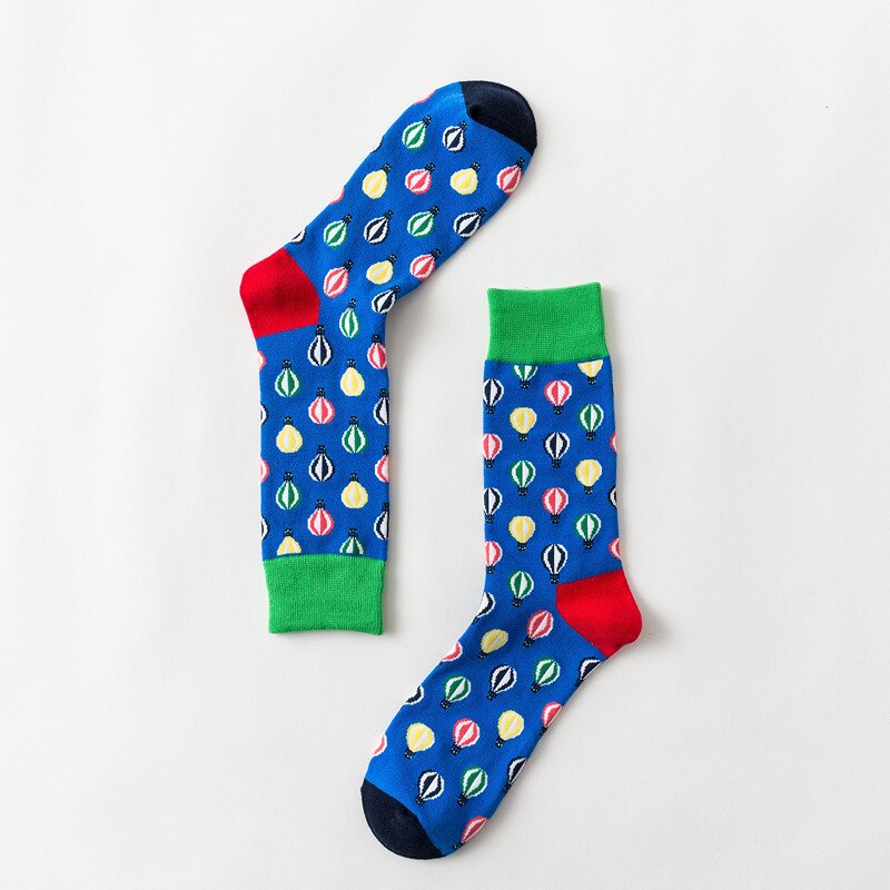 Cool estilo callejero de Harajuku Crazy Cartoon divertido mujeres Casual calcetines hombres cortos calcetines de hip hop hombres novedad feliz algodón colorido Socs: Blue hot air 17