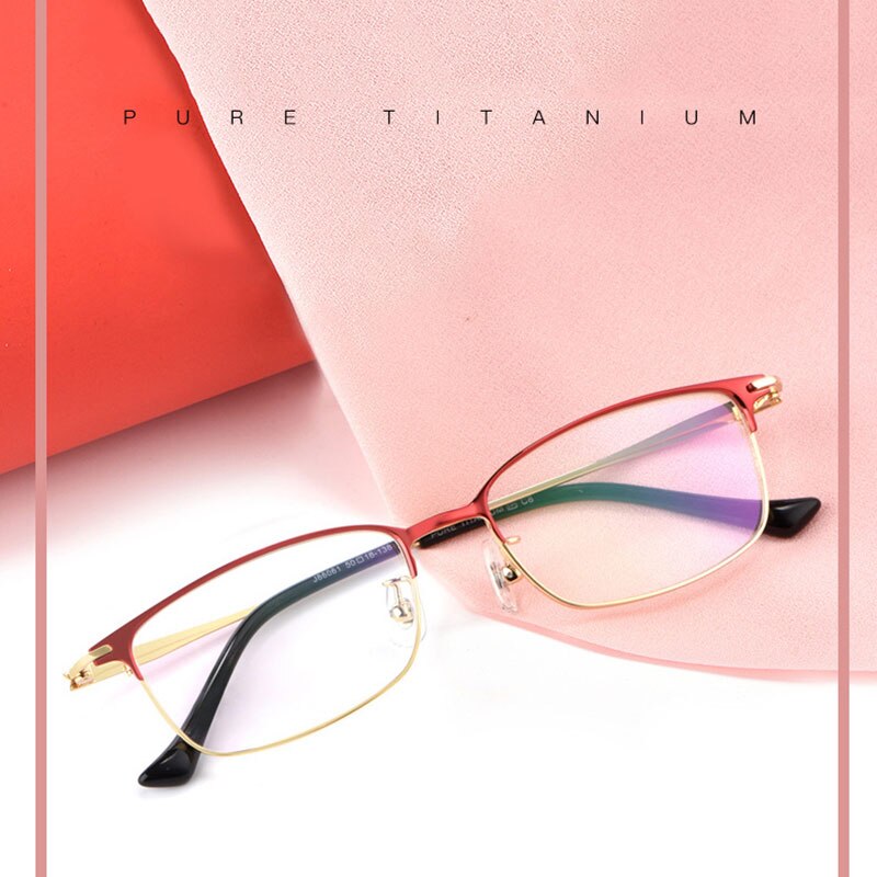 Glasögon för kvinnliga ren titan full rim båge glasögon klassiska business stil optiska glasögon