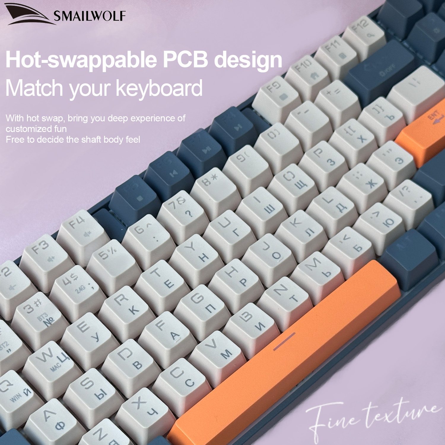 SMAILWOLF MK87 Mechanical Keyboard - 87 Keys - Bluetooth Wireless - Wrist Support - E-sports Gaming