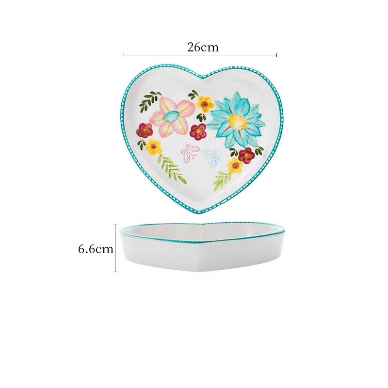 Amerykańska duszpasterska płyta ceramiczna stek talerz styl skandynawski zastawa stołowa miska robić ryżu deser danie talerze obiadowe zestaw obiadowy: 8cal serce plate
