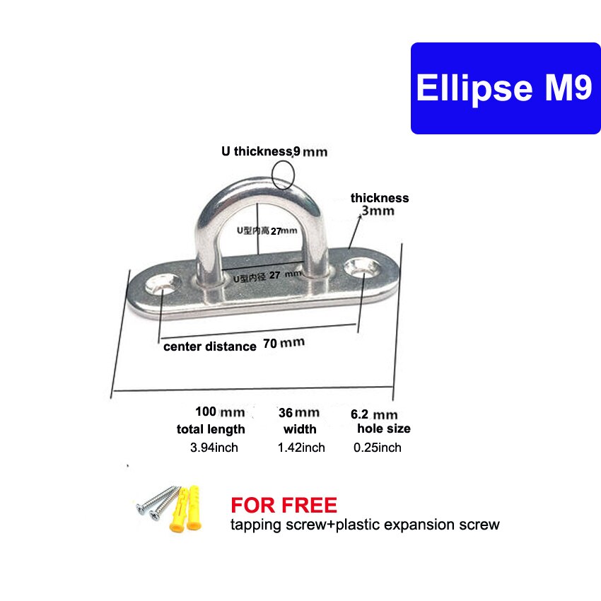 Solid Stainless Steel Oblong Plate Staple Ring Hook Many sizes For choose Hardware Loop U-Shaped Screws Mount Hook Hanger