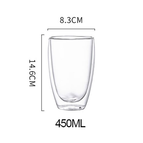 Transparante Glazen Beker Melk Whisky Thee Bier Dubbele Creatieve Hittebestendige Espresso Koffie Beker Cocktail Vodka Wijn Mok Drinkwar: 450mlx1