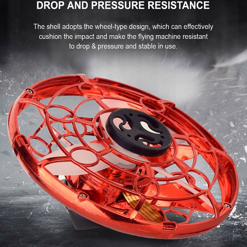 Mini UFO Whirly Fly Spinning Top with Two Modes of Air Cyclotron and Land Rotation for Children