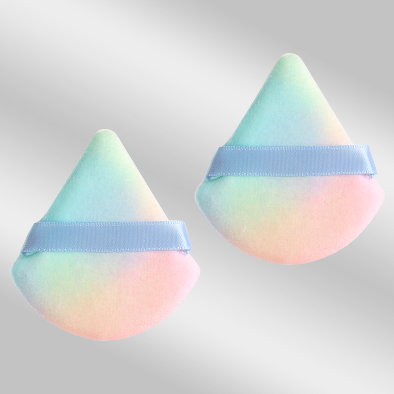 2 件 Triangle Powder Puff Face Makeup Sponge Soft Velvet Cosmetic Puff Blender Beauty Foundation Sponge Make up Accessories: grey