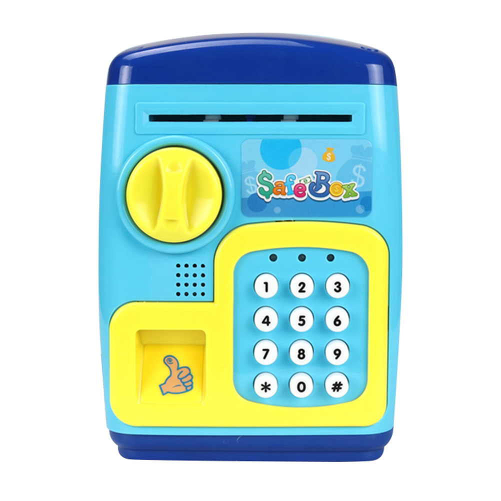 1 set of Electronic Piggy Bank Cartoon Deposit Box Interesting Safe Box: Blue