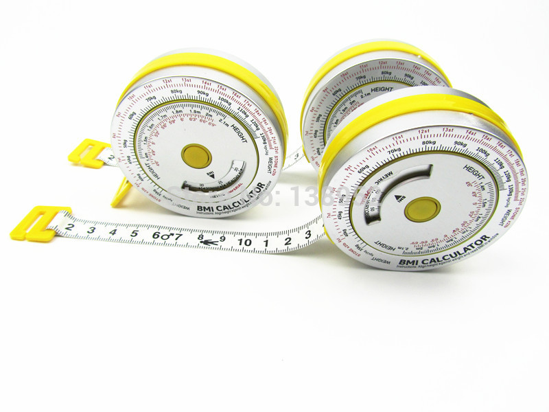 5 stks/partij Bmi Calculator Aluminium BMI meetlint Gezondheid Meetlint voor body Mass Index met Intrekbare tape