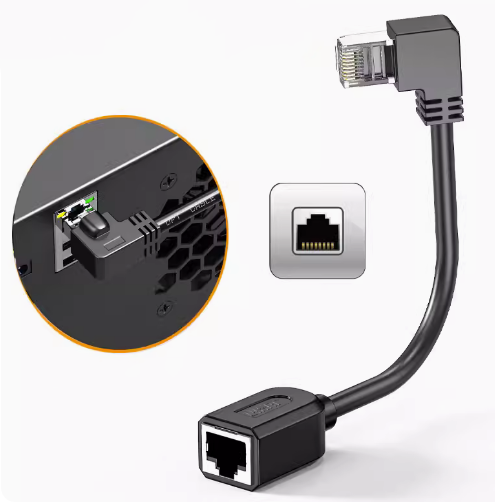 10cm Cat6 Ethernet Extension Cable RJ45 90 Degree Right Angle Cat 6 Male to Female Ethernet Lan Network Cable Adapters: Yellow