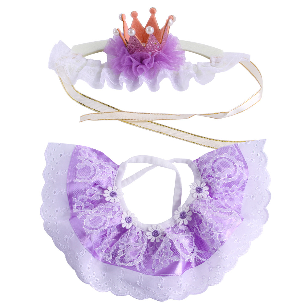 Disfraz de gato de estilo palaciego Vintage para mujer, traje de cuello de corona de princesa, para gatitos, de cumpleaños, bonito vestido para mascota: Morado