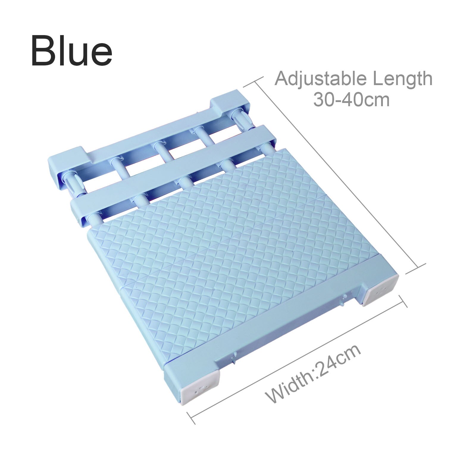 Adjustable Closet Organizer Storage Shelf Space Saving Wardrobe Wall Mounted Rack Kitchen Home Decorative Cabinet Holders: Blue  L30-40cm W24c