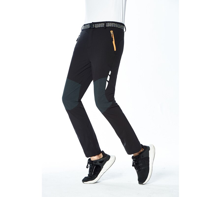 RAY GRACE Hiking Pants Men Summer Reflective Safe Quick Dry Waterproof Trekking Fishing Camping Run Trousers Men's Outdoor Pants: Black / S