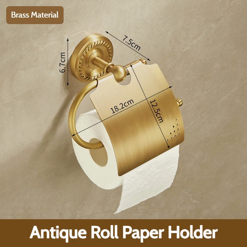 Antieke badkameraccessoiresets van geborsteld messing: handdoekrek, toiletpapierhouder, zeephouder, handdoekrek, badkamerbeslagsets: Oranje