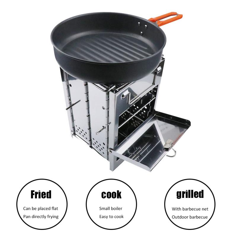 Portatile Griglia A Cremagliera In Acciaio Inox Stufa Pan di Campeggio Girarrosto Barbecue a Carbonella Forno di Casa Set Da Picnic Set di Pentolame E Utensili Per Cucinare Stufe Fibbia Della Cintura