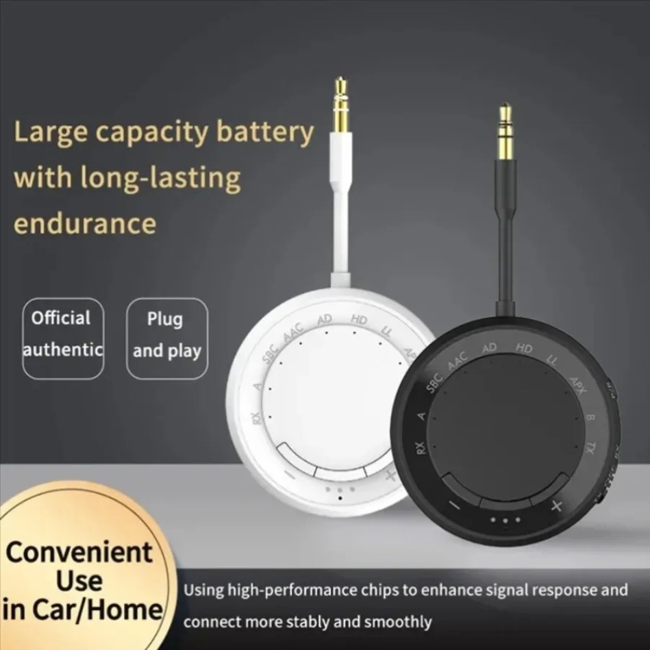 Adaptador Bluetooth 5,4 transmisor receptor adaptador para 2 auriculares baja latencia/HD AUX Audio inalámbrico Bluetooth avión