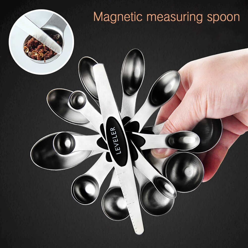Double Head Measuring Spoon Stainless Steel Magnetic Measurement Teaspoon Kitchen Accessories Ingredients Measuring Spoon