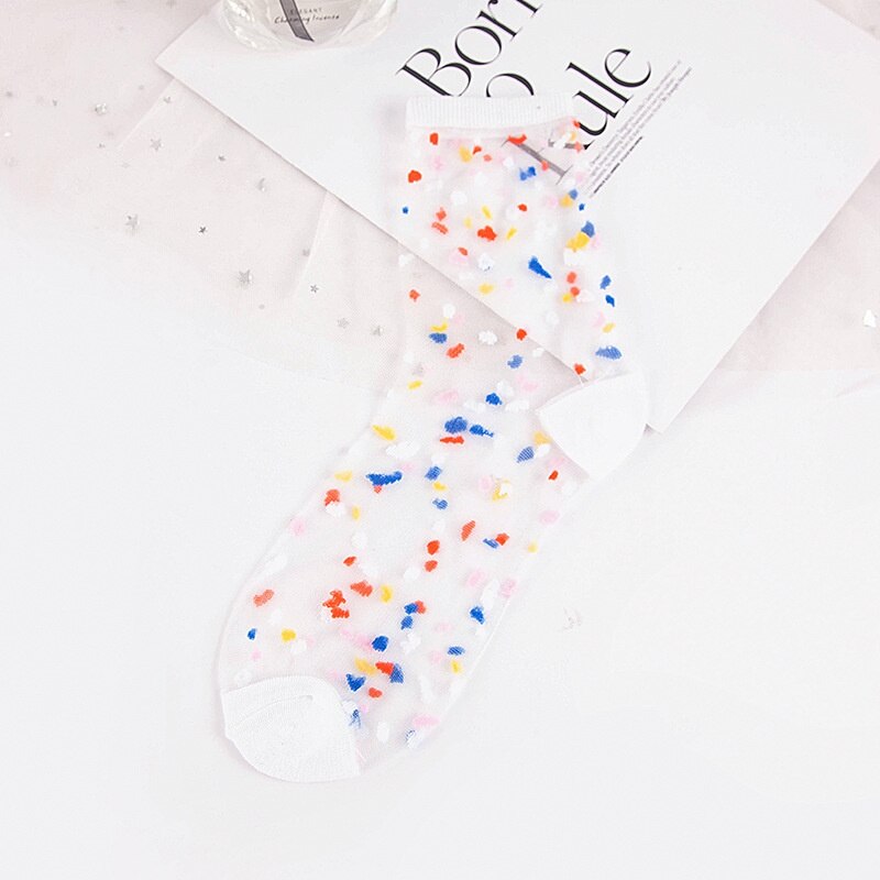 sexy Spitze Gittergewebe Fischnetz Socken Gemischte Faser transparent Punkt strecken Elastizität Knöchel Netz Garn Dünne Frauen Coole Socken 1 paar = 2 stücke