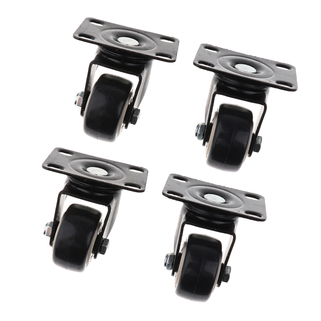40mm SWIVEL CASTOR WHEEL SET PACK OF 4 Small Heavy Duty Trolley Roller Black