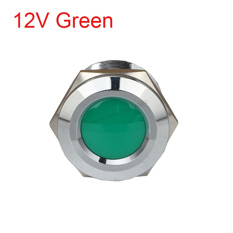 25mm Metal Indicator light LED Signal Lamp Car Boat Pilot Panel Signal Light 6V 12V 24V 220V 110V IP65 Waterproof Warning light: 12v Green