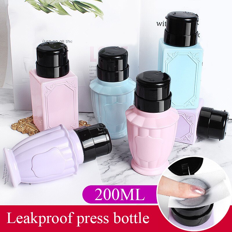 1PC 200ml Empty Pump Cleaner Bottle Dispenser Alcohol Press Lotion Nail Polish Remover Make Up Refillable Container Tools