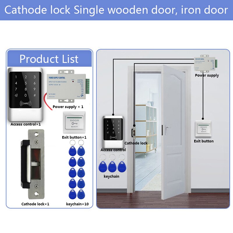 Outdoor RFID Access Control System IP68 Waterproof RFID Keypad Keyboard + Power Supply + Electronic Magnetic Lock Strike Locks: Kit1