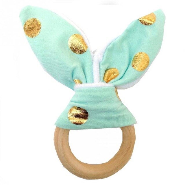 Baby Zahnen Ring Chewie Beißring Sicherheit Holz Natürliche Bunny Sensorischen Spielzeug