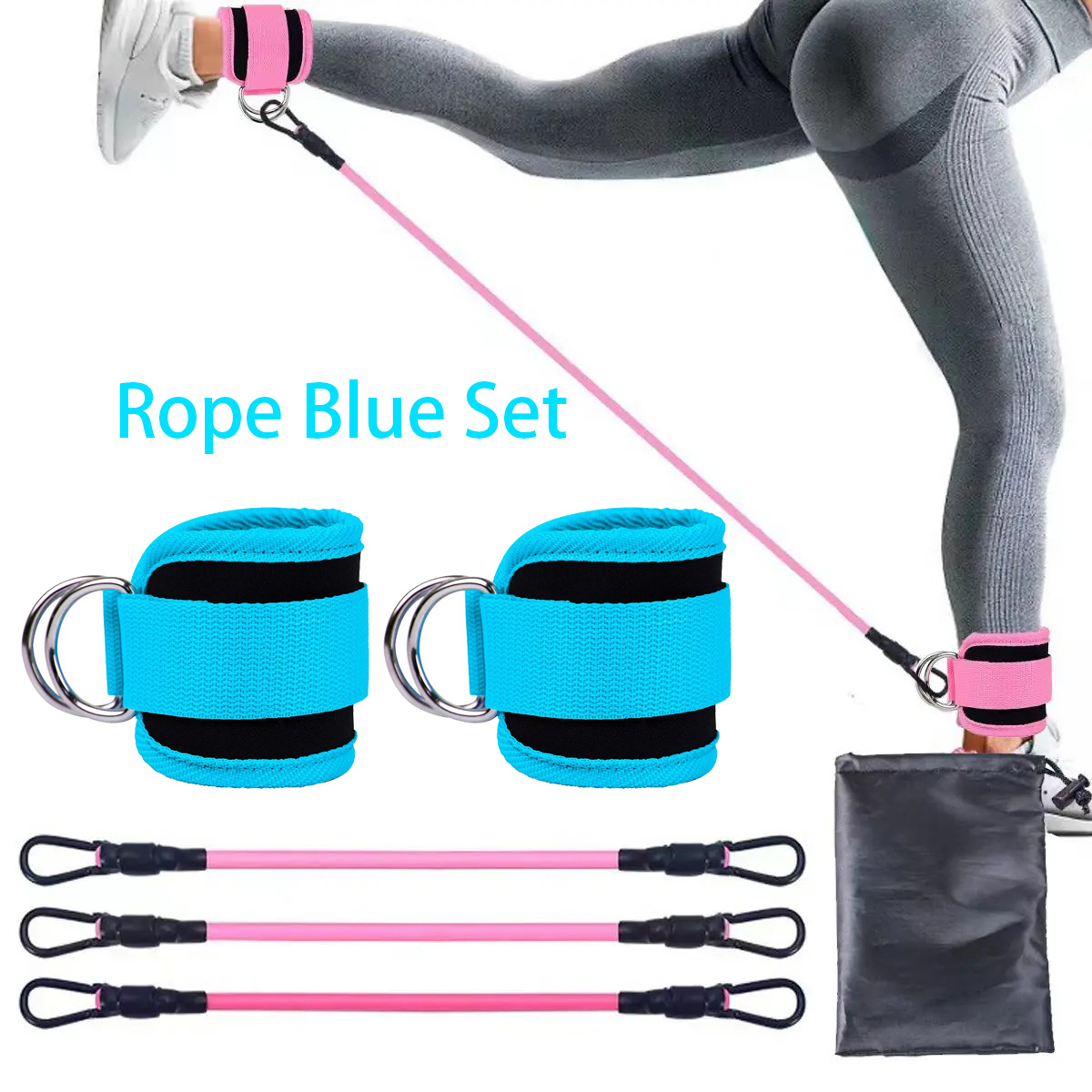 Enkelbandjes Weerstandsband Elastische Oefening Been Kracht Yoga Pilates Extra Trekkoord Gym Fitness Apparatuur Sport Vrouwen: GRIJS