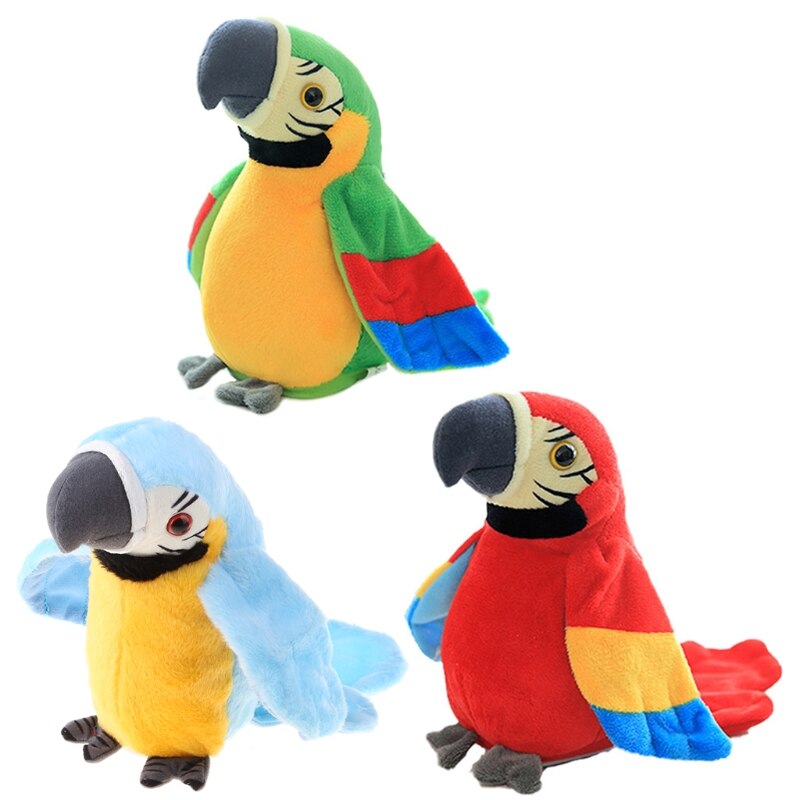 Electric Plush Parrot Speaking Talking Repeats Waving Education Simulation Bird