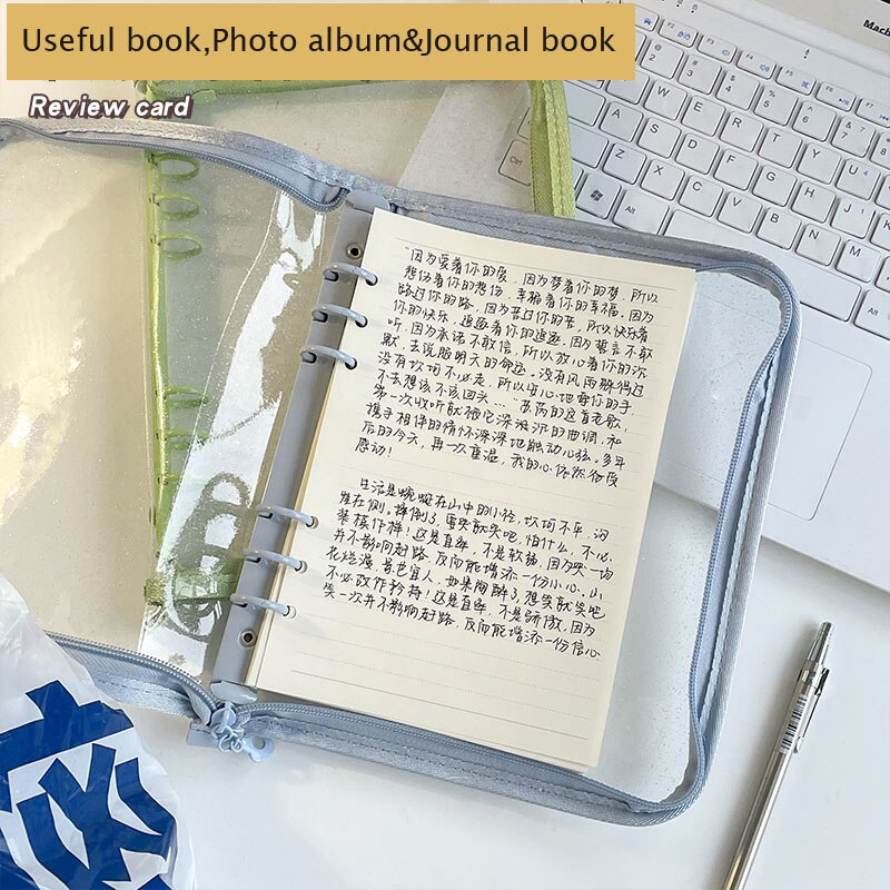 SKYSONIC, recién llegado, carpeta A5 con cremallera, libro para recoger, cubierta con purpurina, organizador, diario, cuaderno, bala, álbum de fotos transparente de PVC