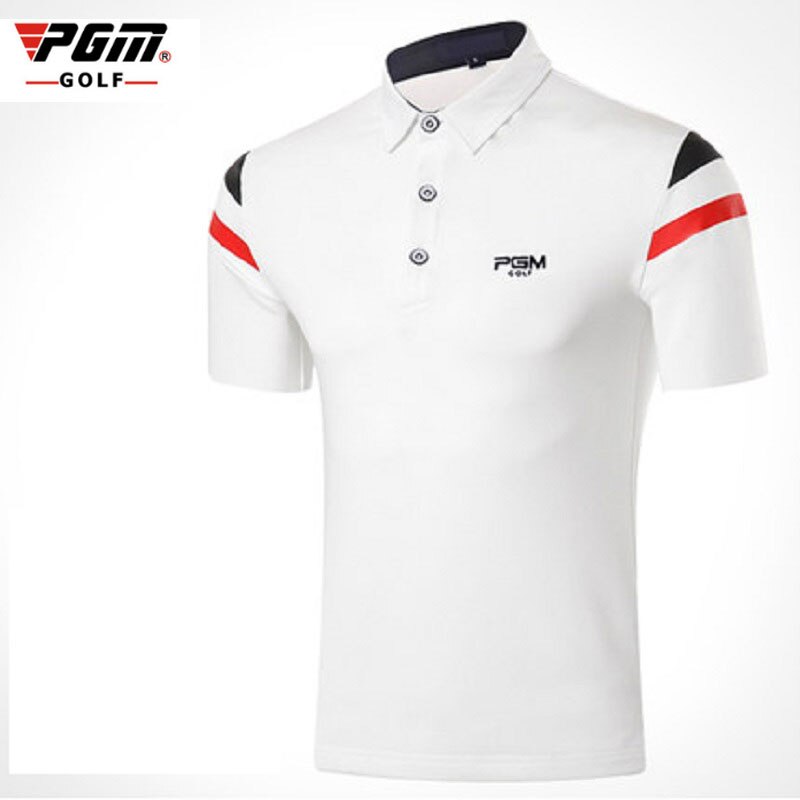 Golf t-shirt til mænd turn down krave skjorter sommer åndbare elastiske skjorter kortærmede uniformer golf tøj  d0354: Hvid / Xl