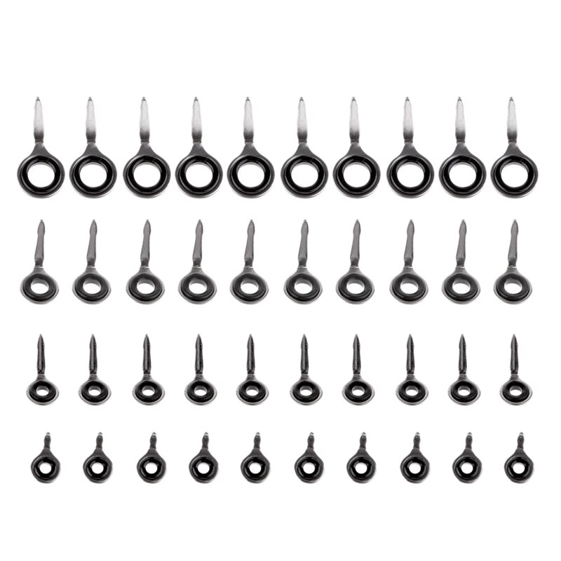 40 pièces 4 tailles canne à pêche pôle Guide anneaux yeux ensemble en acier inoxydable en céramique anneau supérieur leurre outil réparation accessoires de pêche: Default Title