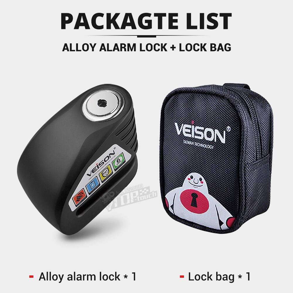 VEISON Waterproof Motorcycle Lock Bike Alarm Lock Scooter Disc Locks Warning Security Anti Theft Bicycle Para Moto Alarma Moto: Red