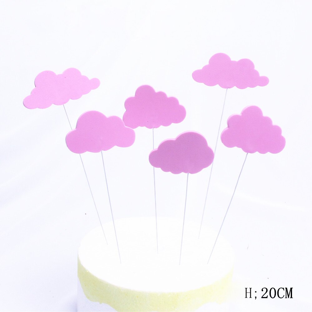 Sckday Cloud Cake Topper Gelukkig Verjaardagstaart Vlag Bruiloft Dessert Tafel Cake Topper Decoratie Baby Shower Taart Decoratie 6Pack: Pink