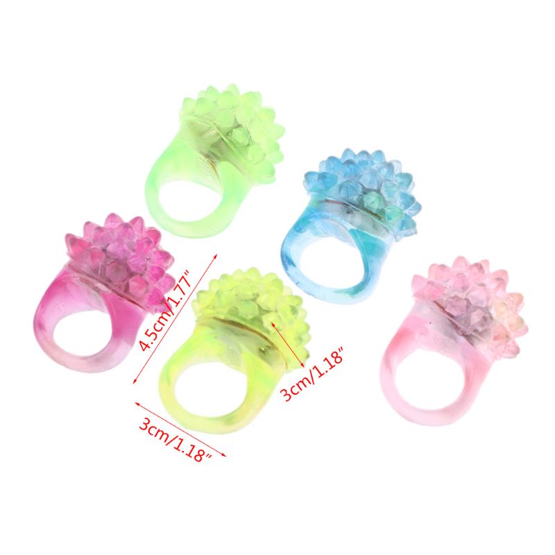 36pcs Strawberry Flashing LED Light Up Toys Bumpy Rings Party Favors Supplies Glow Jelly Blinking Bulk