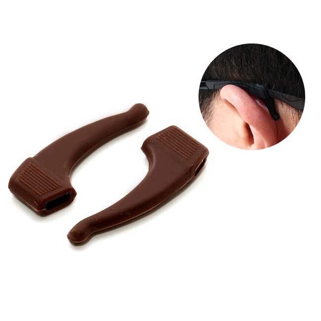 Crochet d'oreille antidérapant à la pour lunettes, accessoires pour lunettes, poignée en Silicone, pointe de la tempe, poignée pour lunettes: Brown