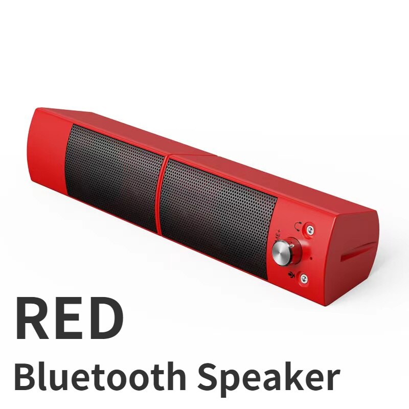 Przewodowe i bezprzewodowe głośniki komputerowe Bluetooth 5.0 głośnik Sound Bar na laptopa PC TV Aux radio HiFi Subwoofer z mikrofonem głośnik: Red Bluetooth