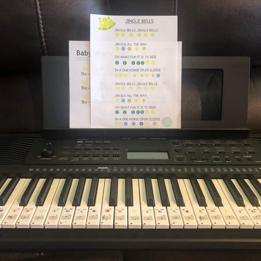 37/49/61/88 color Transparent Piano Keyboard Stickers Electronic Keyboard Key Piano Stave Note Sticker Symbol for White Keys