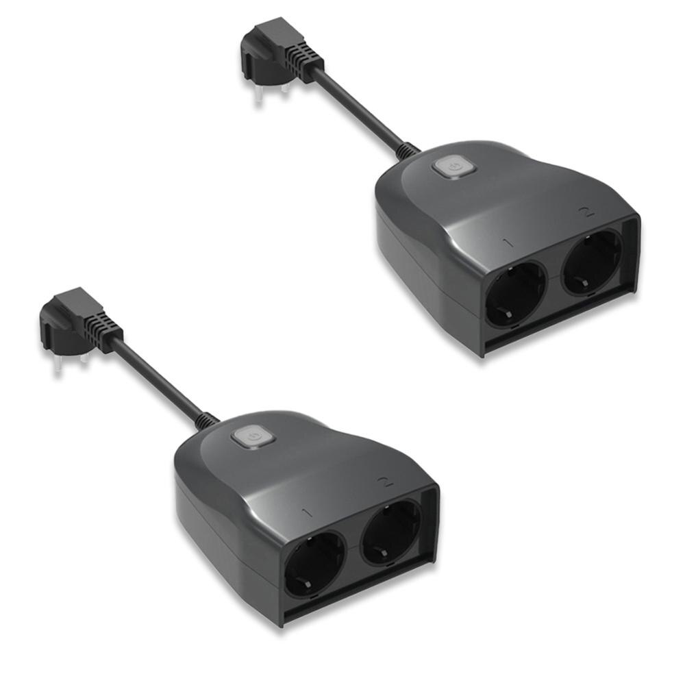 Tuya-enchufe inteligente IP44 para exteriores, enchufe con WiFi, resistente al agua, 2000W, controlador externo para la UE, Smart Life, Alexa y Google domótica: 2EU