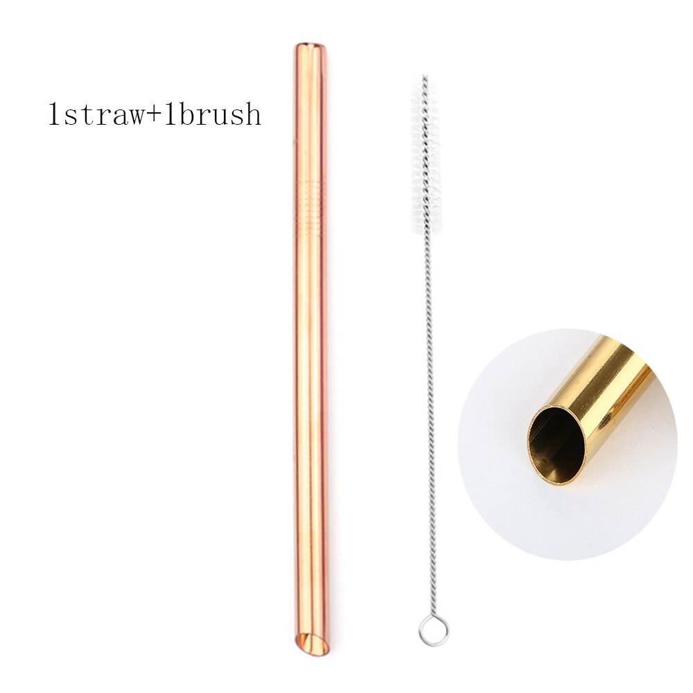 Tubuli Metall Stroh Rosa Edelstahl Stroh Wiederverwendbare Trinkhalme 12mm Smoothies Tapioka Perlen Abgeschrägte Bar Party 1Pc: Rose pointed