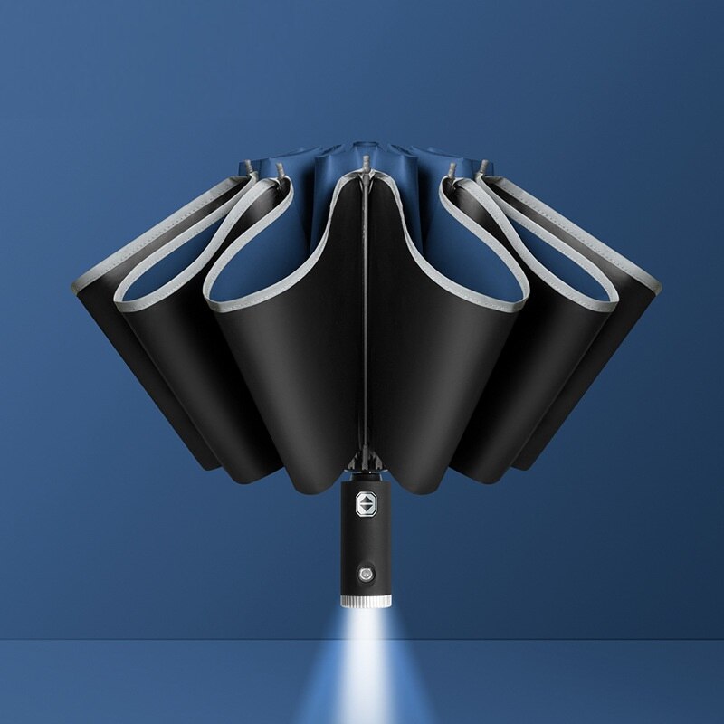 Xiaomi Auto Open Close Light-emitting LED Reverse Umbrella Ten-bones Three-folding Automatic Business Umbrella with Light: 02