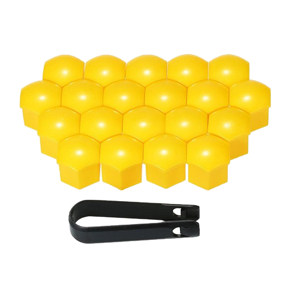 20x Car Wheel Nut Cover Bolt Center Caps 0.74inch Tire Nut Lug Black Clip: Yellow