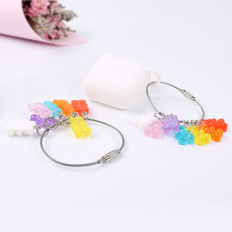 Neue modisch Süssigkeit Farbe Nette Bär Karikatur Keychain Ebene Schlüssel Ring Schmuck Für Frauen Mädchen Auto Tasche Schlüssel Ketten