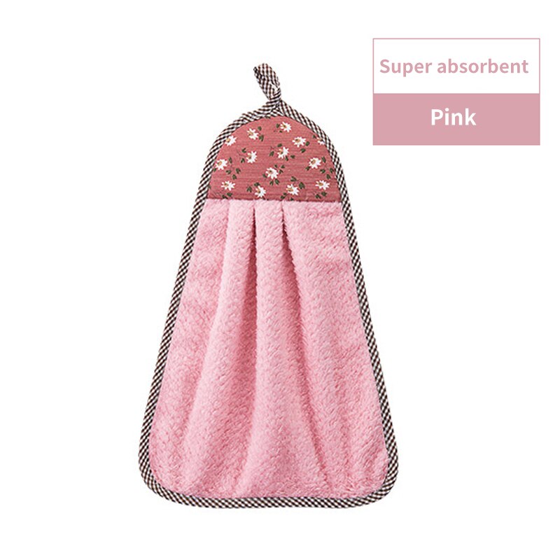Koral fløjl badeudstyr blødt absorberende håndklæde køkkenklude hængende tøj køkkentilbehør 30 * 40cm: Lyserød