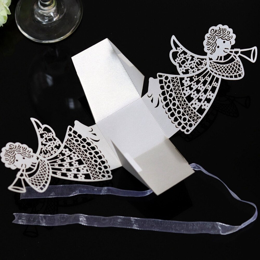 10 stk engle pige udhulet vogn formet emballage æske chokolade slik æsker med bånd baby shower bryllup fest indretning