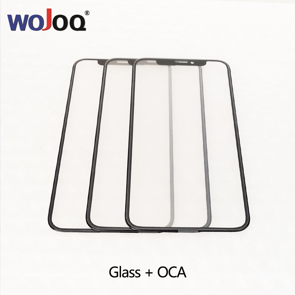 Vidro da tela de toque + oca para iphone x xs max painel de toque frontal display lcd exterior lente vidro capa reparo do telefone substituir peças