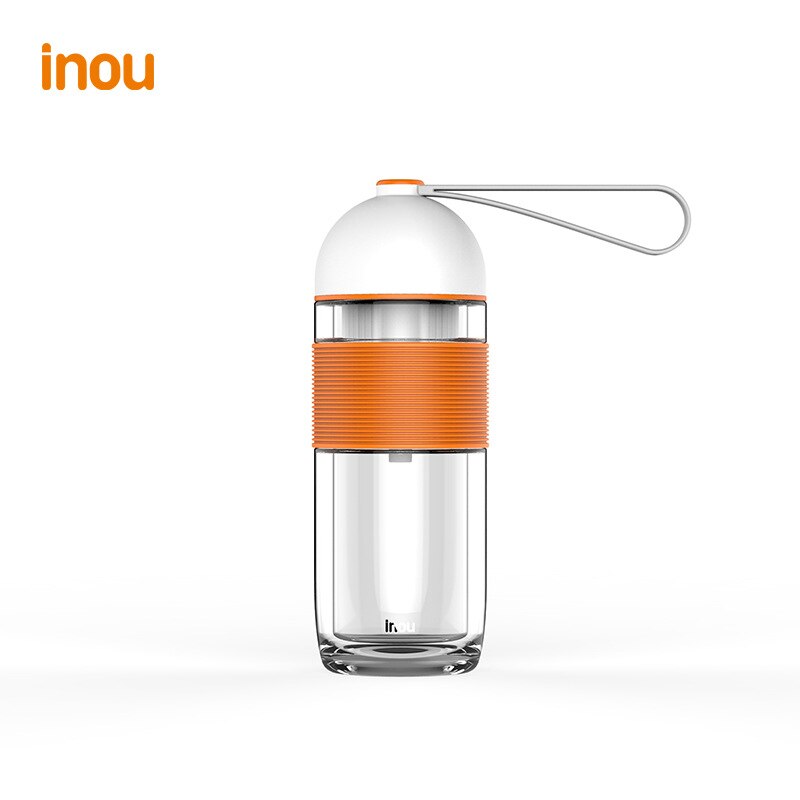 inou Double Wall Glass Water Bottle With Alkaline Water Ionizer Heat Resistant Travel Car Office Drinking Bottles: 300ml