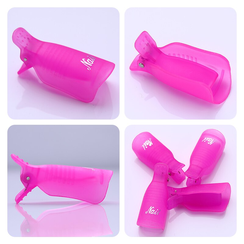 5Pcs/set Nail Polish Remover Wraps Plastic Soak Off Cap Purple Clip Nail Foot Toe UV Gel Polish Remover Nail Art Tools